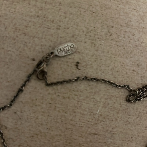 Discontinued Pyrrha Facet Stone Heart With Wings Labradorite Necklace - Picture 3 of 4